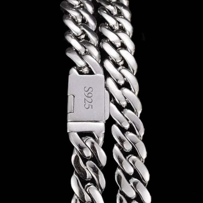 iced out 8mm sterling silver miami cuban prong chain full moissanite diamond setting