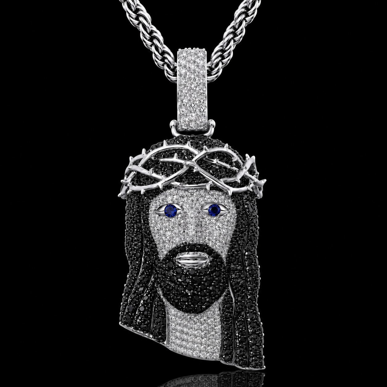 Blue-Eyed Jesus Moissanite Pendant