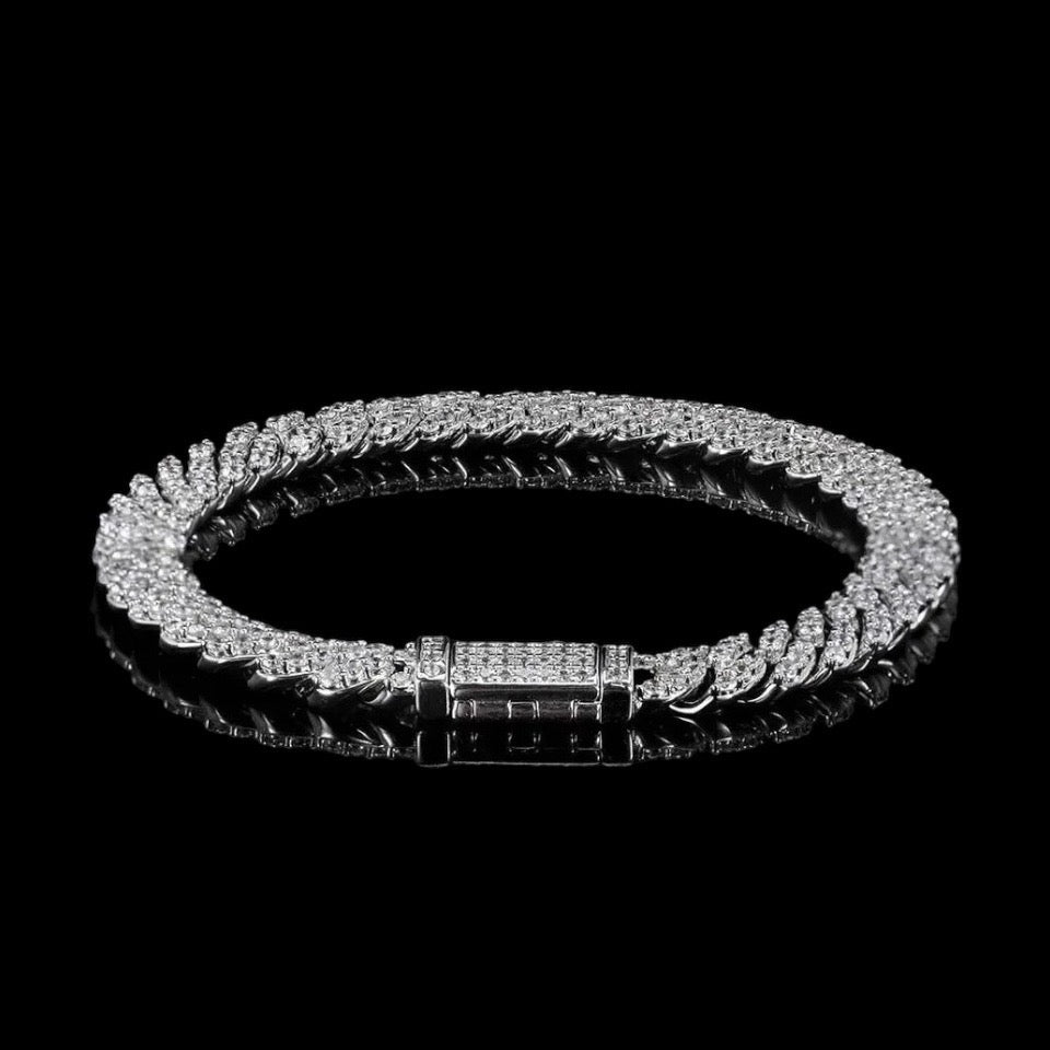 luxury 8mm sterling silver miami cuban bracelet iced out with moissanite diamonds