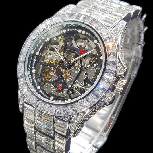 Montre Rollie automatique à diamants Baguette