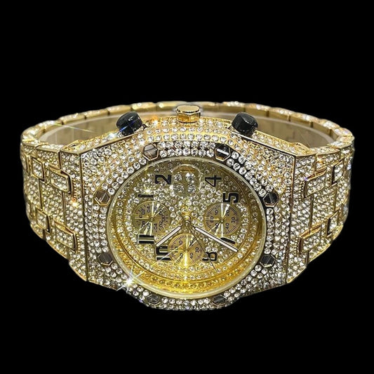 Montre Royal Chronographe Diamants Plaqué Or