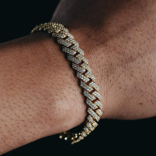 gold diamond iced out miami cuban s-link chain bracelet