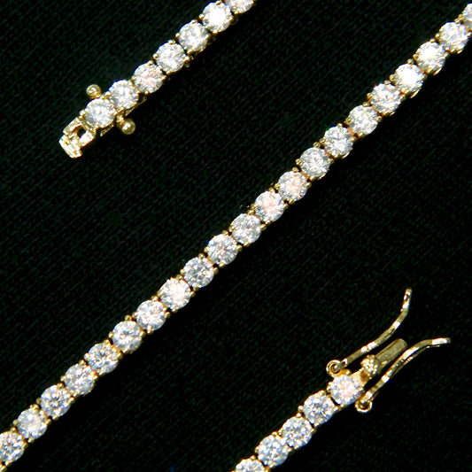 CHAINE DE TENNIS PLAQUE OR 3MM