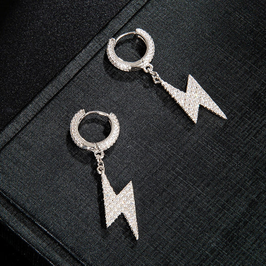 Iced Out Lightning Hoop Earrings