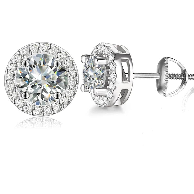 Boucles d'oreilles grappe de diamants moissanite en argent