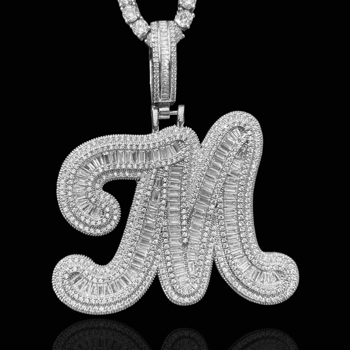 Large Baguette Diamond Letter pendant