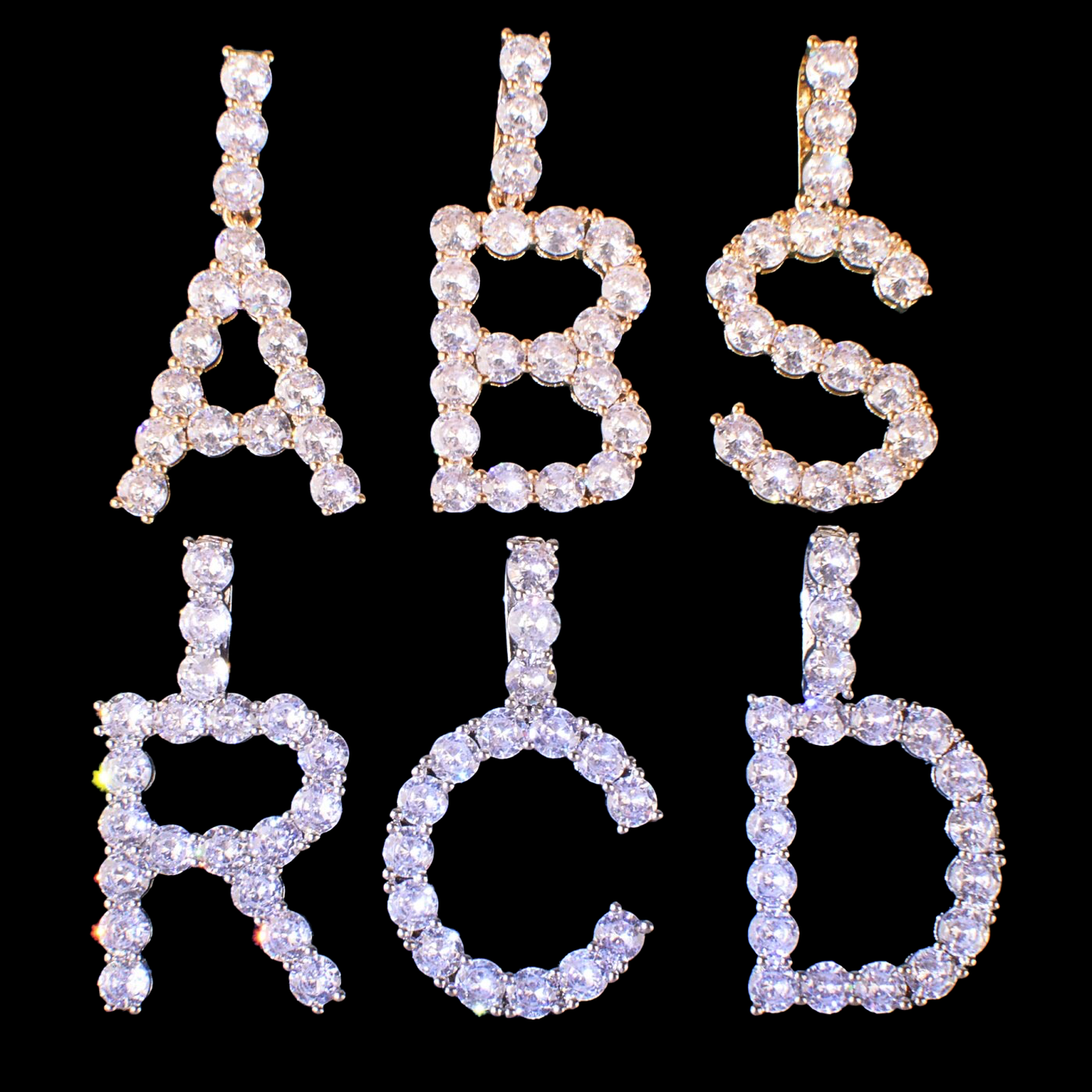 Pendentif Lettre Glacée Plaqué Or