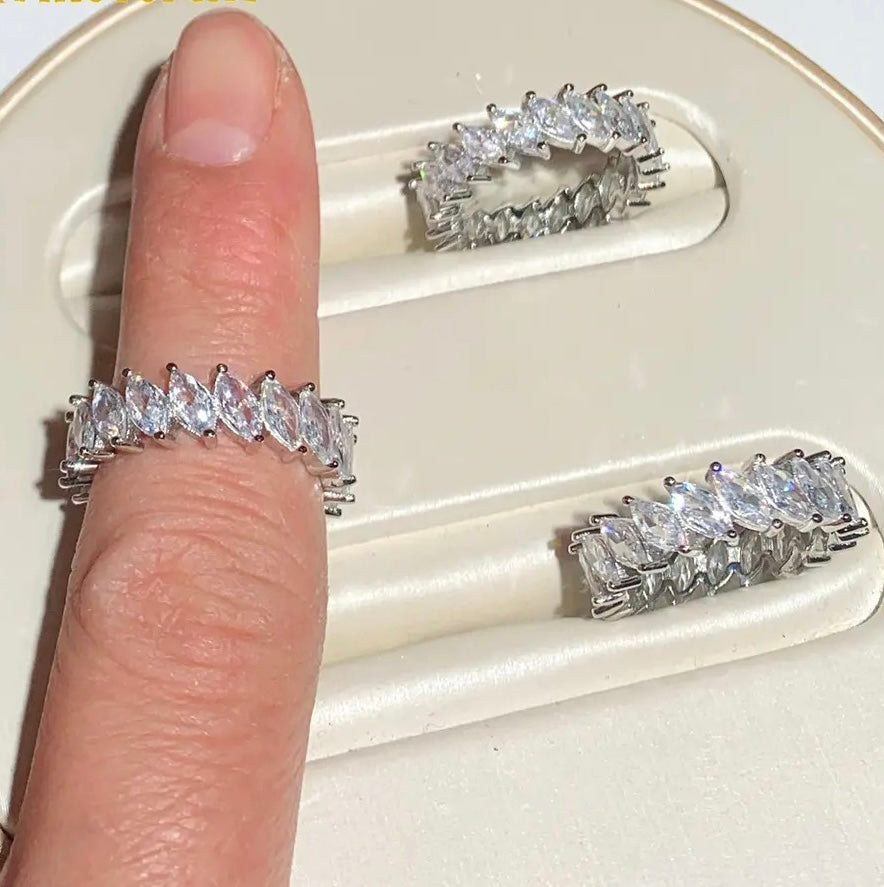 Bague d'éternité diamant poire | Argent 925