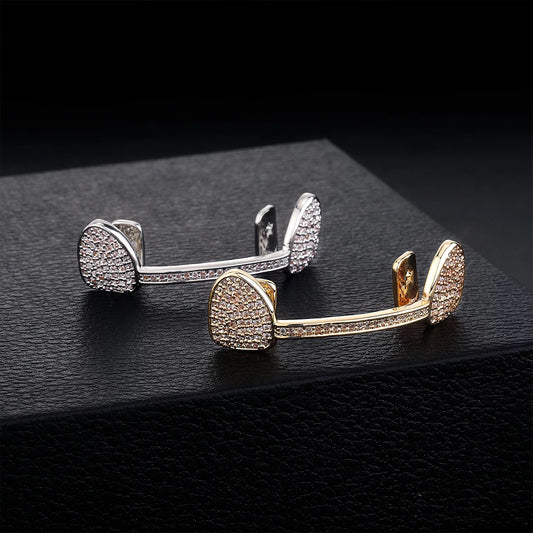 Gold Plated Iced Out Stripe Grill