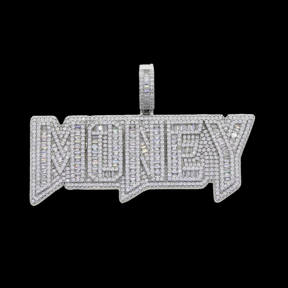 Pendentif avec nom d'argent glacé