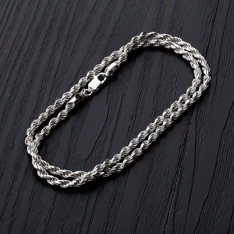 Collier en corde Dookie en argent massif 925