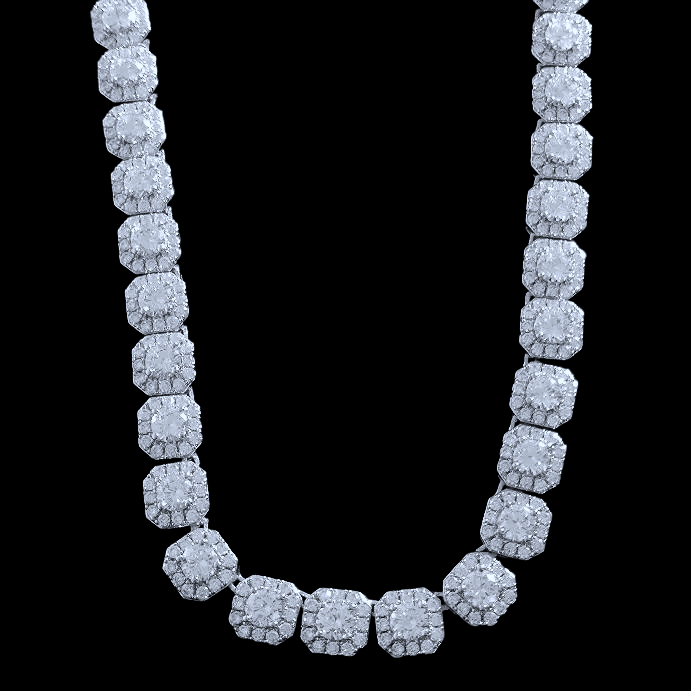 Luxury 8mm clustered tennis necklace iced out with diamonds