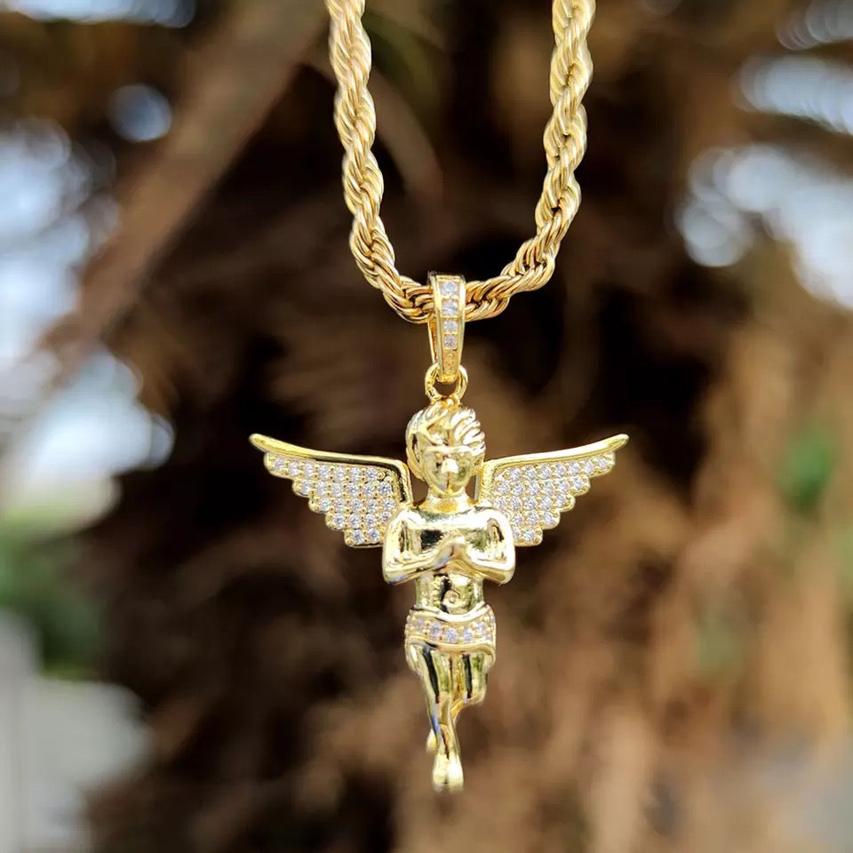 Pendentif Ange Priant Plaqué Or