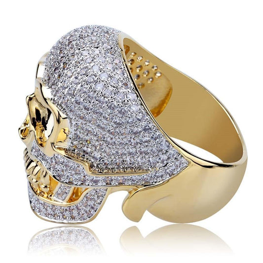 Iced Out Biker Skull Ring - ICED OUT