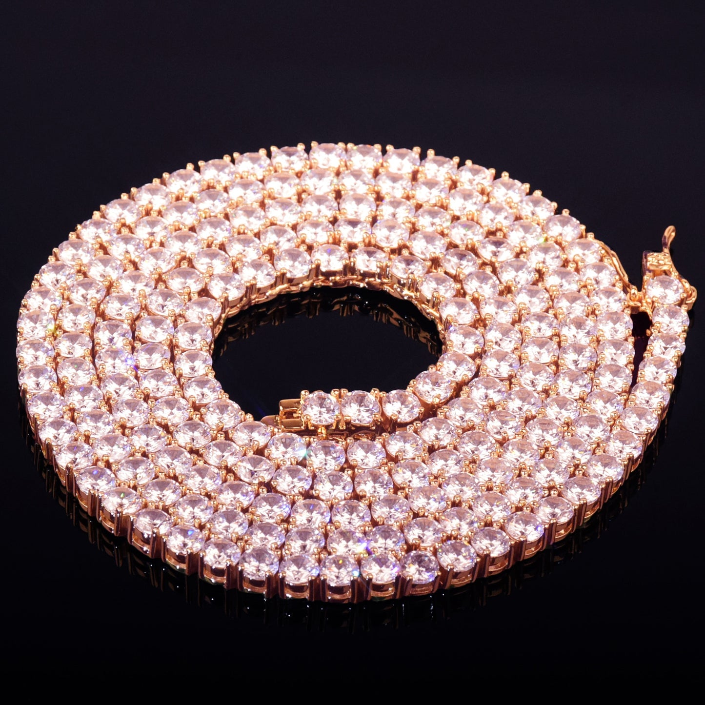 CHAINE DE TENNIS PLAQUE OR 5MM