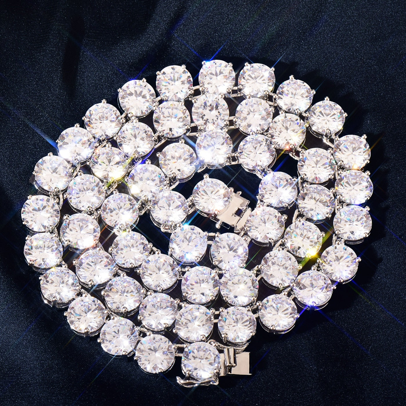 10mm White Gold Plated Tennis Chain