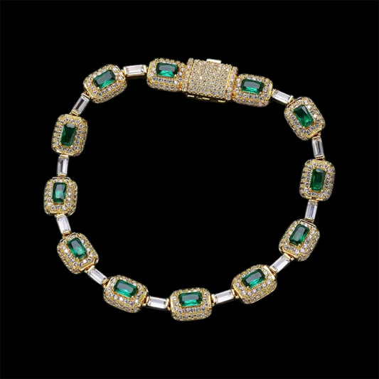 Gold Plated Cushion Cut Emerald Bracelet