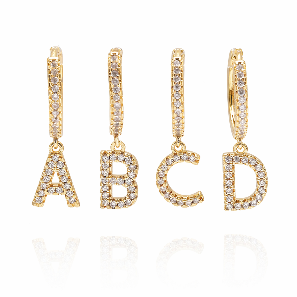 Gold plated Iced Letter Earrings
