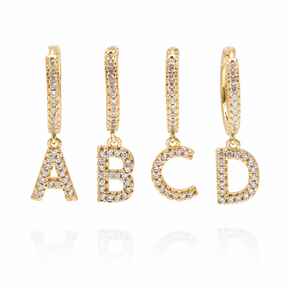 Gold plated Iced Letter Earrings
