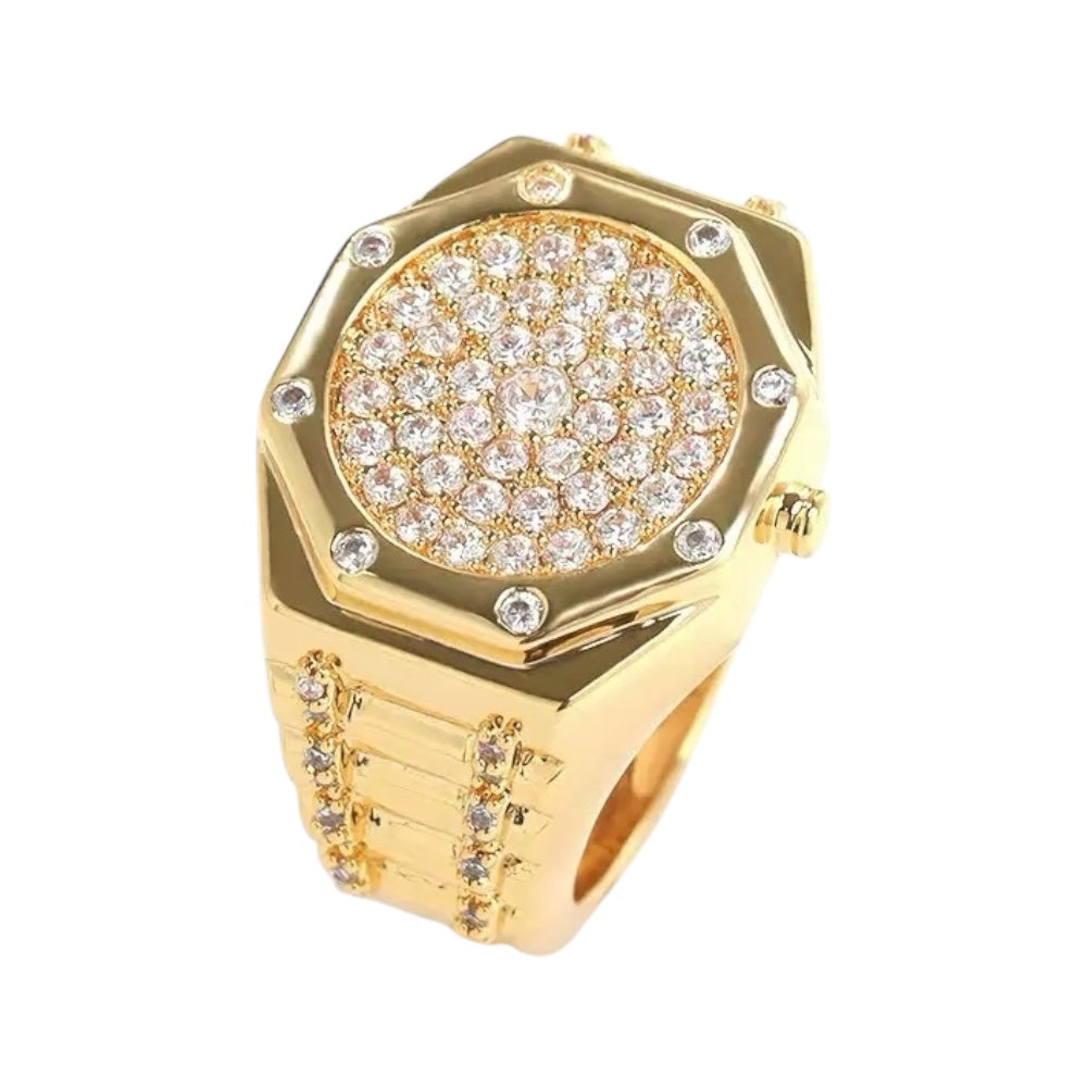 Royal Iced Watch Ring | Gold Plated