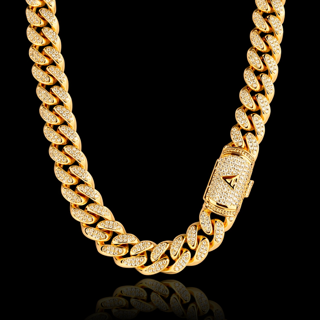 アクセサリー Iced Out Miami Cuban Chain Necklace 12mm Iced Miami Cuban — Signature | Diamond Letter Clasp – ICED OUT