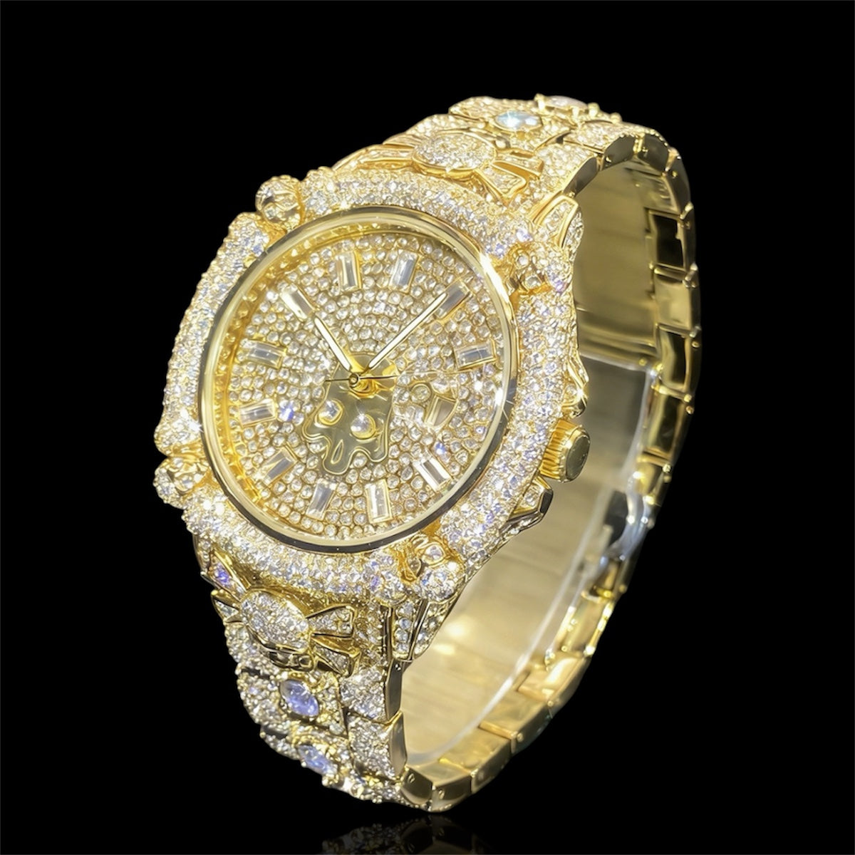 Pirate Skull 44mm  – Fully Iced Gold-Plated Watch