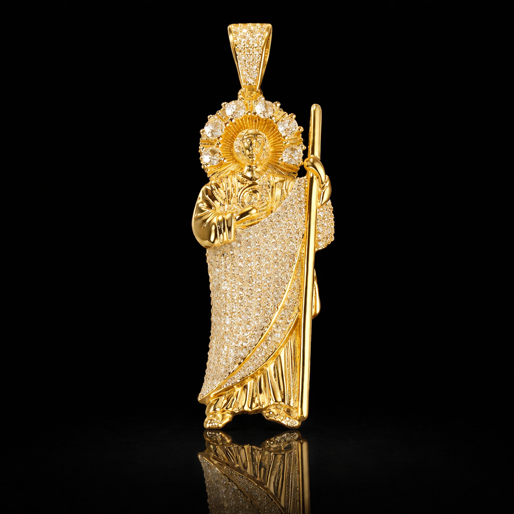 Gold Saint Jude Pendant with Diamonds 