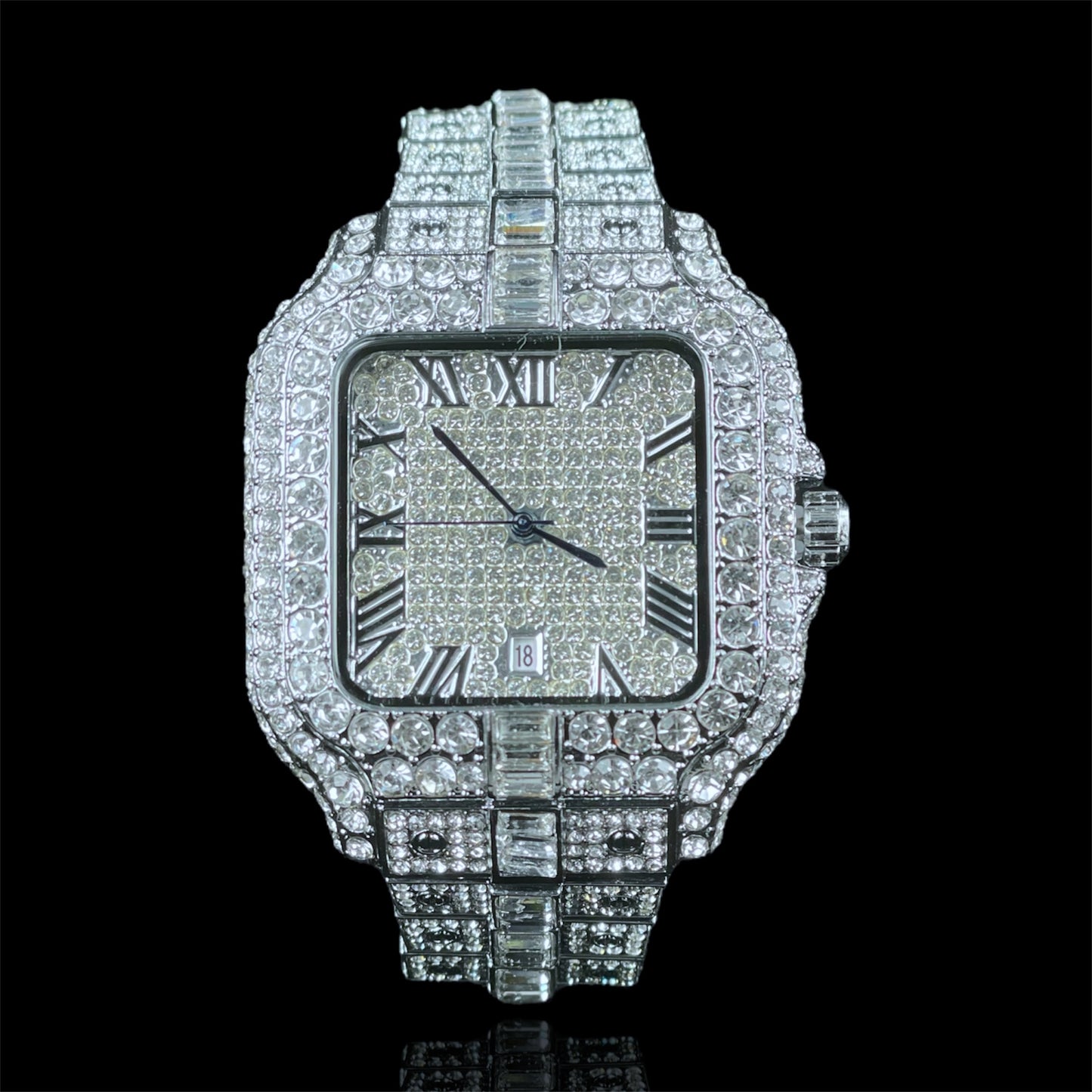 Iced Out Roman King Square Horloge