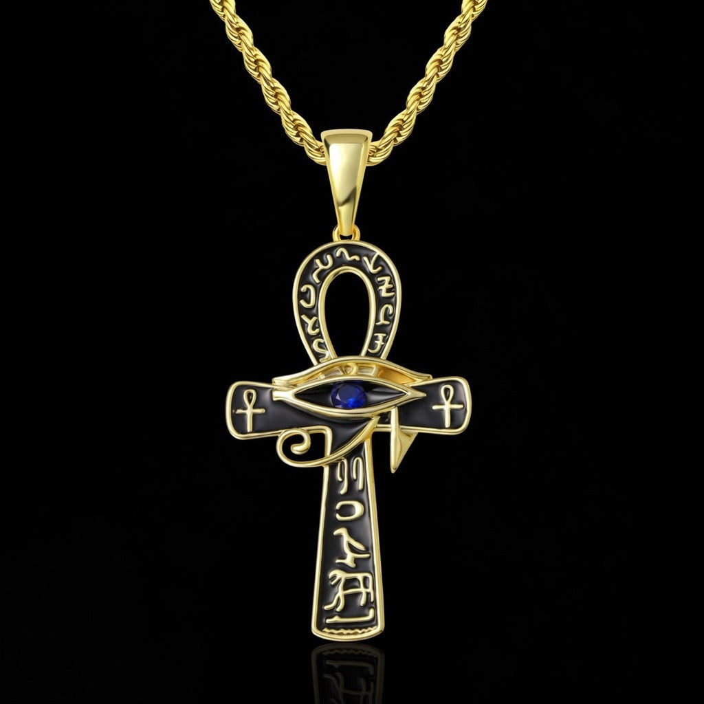 Sapphire Ankh Hieroglyph Pendant
