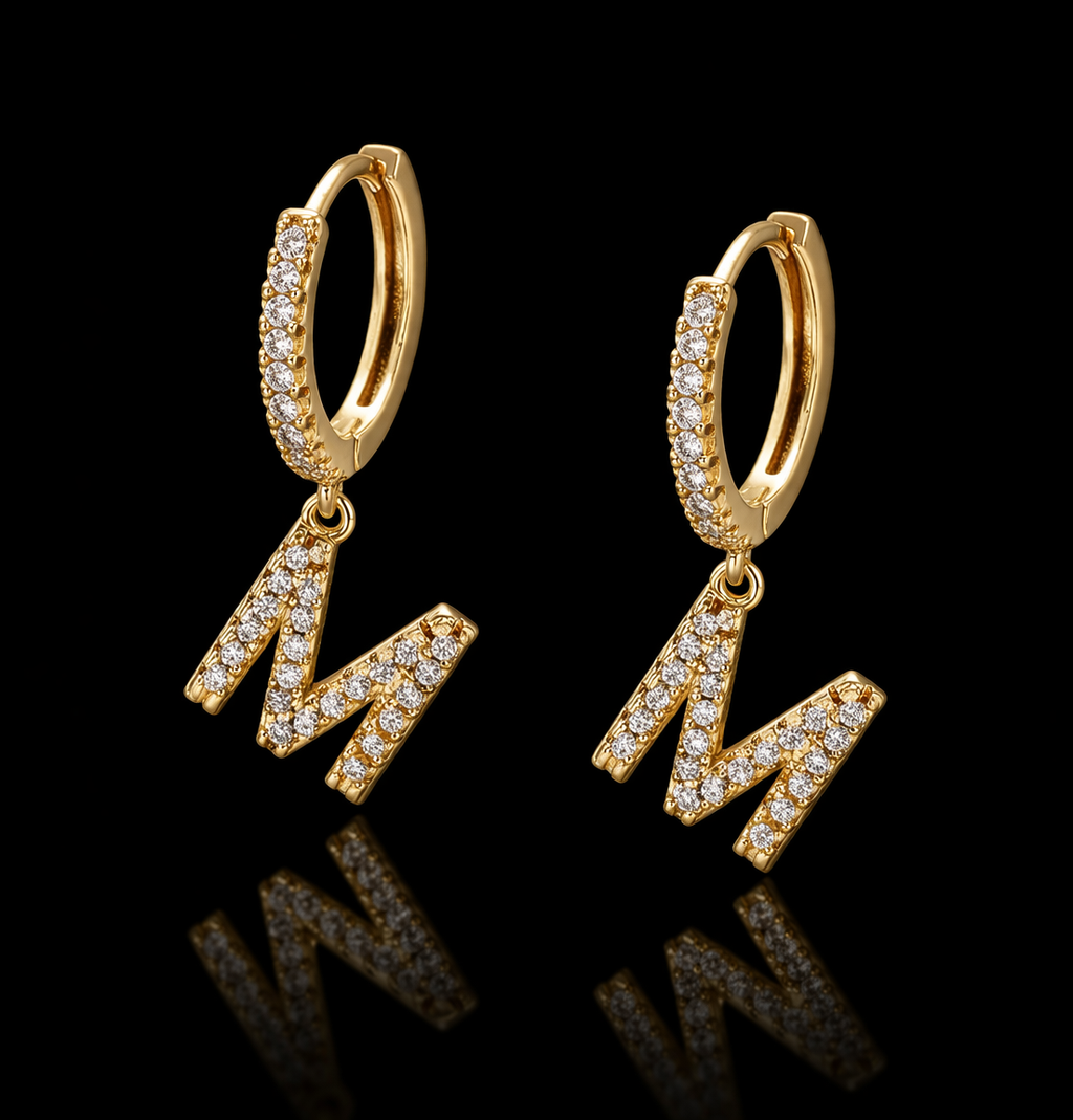 Gold plated Iced Letter Earrings