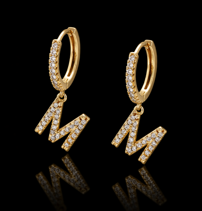 Gold plated Iced Letter Earrings