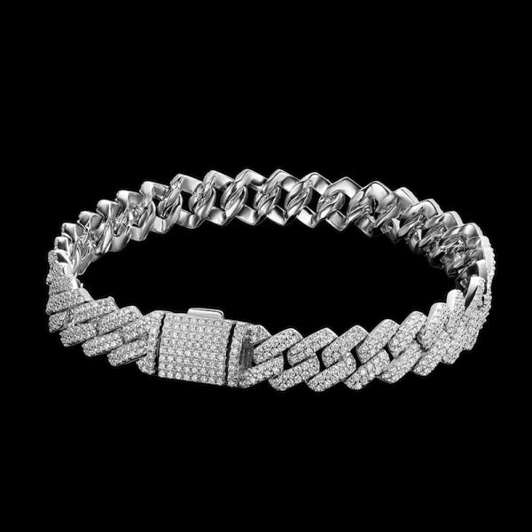 8mm Moissanite Diamond S-Link Cuban Bracelet