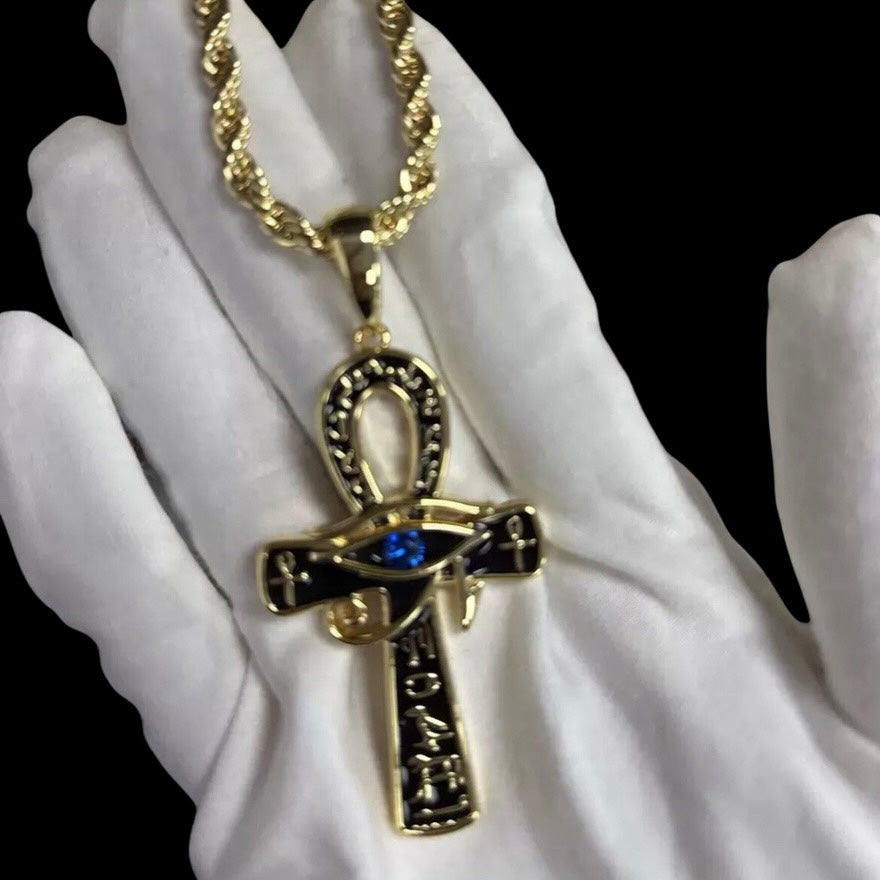 Sapphire Ankh Hieroglyph Pendant