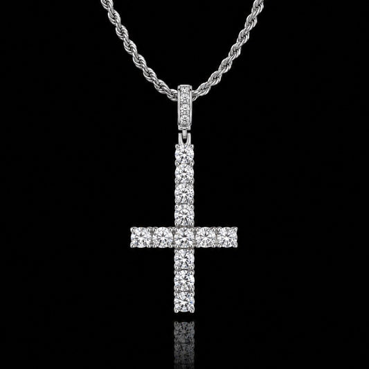 Moissanite Diamond Inverted Cross Pendant