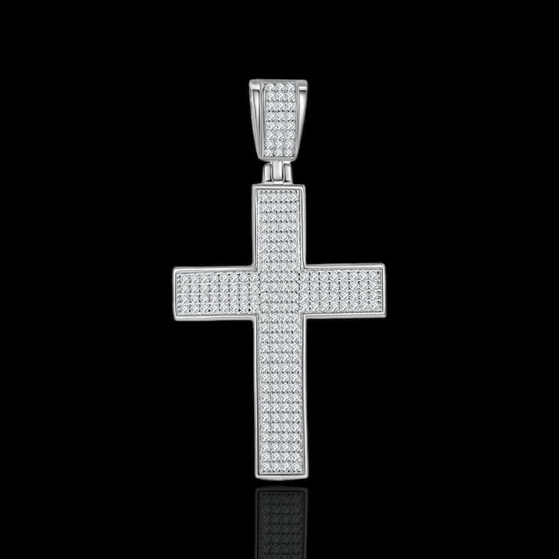 4 Row Silver Moissanite Cross