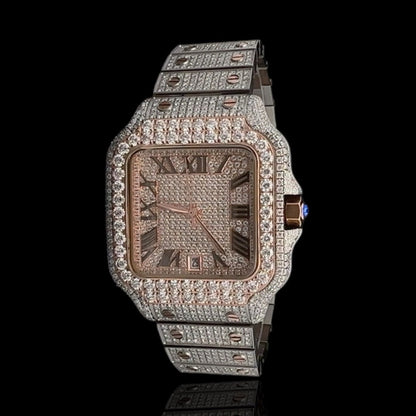 Two Tone Moissanite Diamond King Square Watch