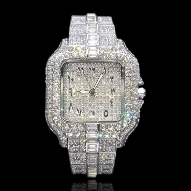 Iced Out Arabic King Square Horloge