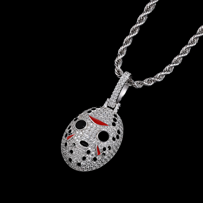 Silver Moissanite Diamond Hockey Mask Pendant