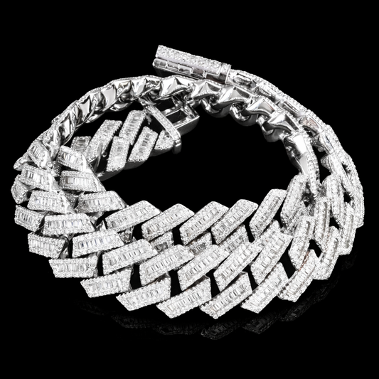 white gold diamond iced out miami cuban baguette s-link chain necklace