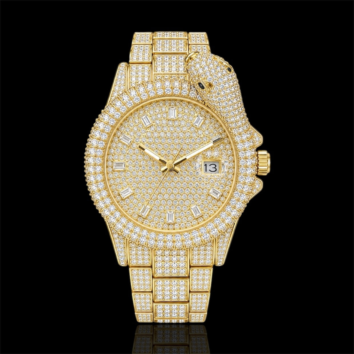 King Cobra 42mm – Iced Out Gold-Plated Watch