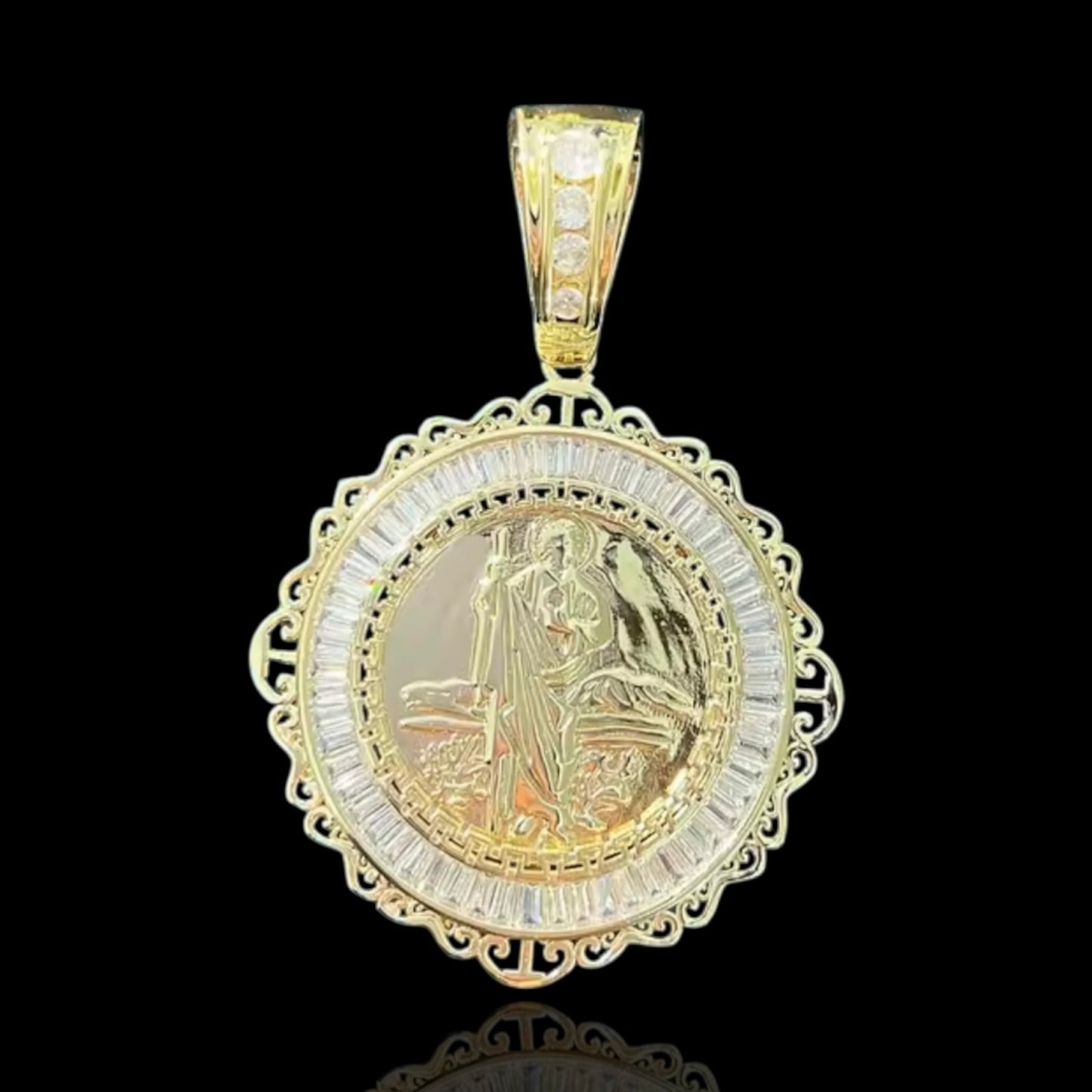 Saint Jude Thaddeus gold pendant with diamonds 