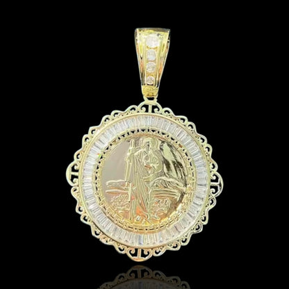 Saint Jude Thaddeus gold pendant with diamonds 