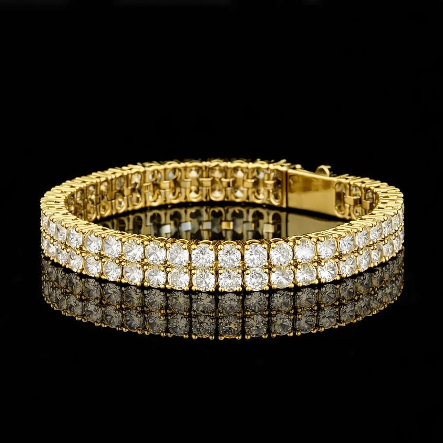 Bracelet Double Tennis Plaqué Or