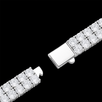 10mm White Gold Plated Double Row Tennis Bracelet