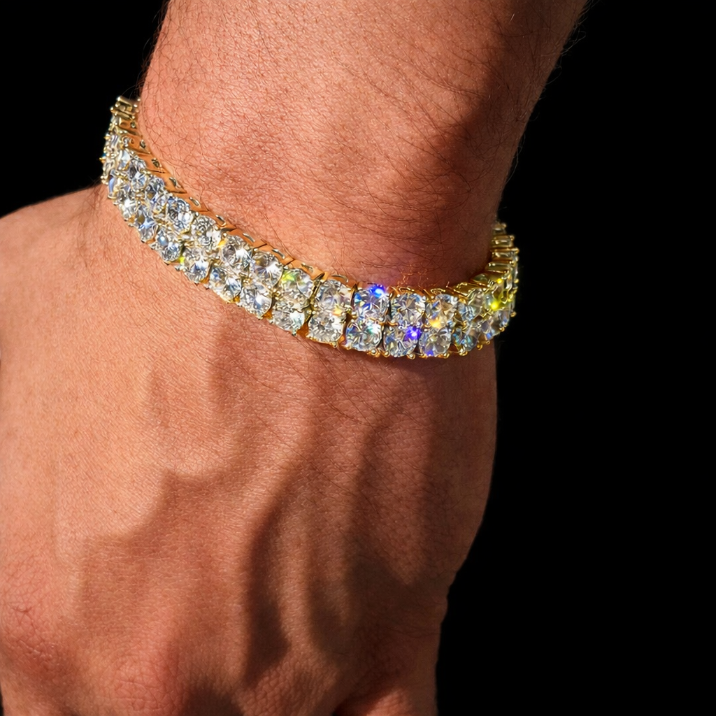 Bracelet Double Tennis Plaqué Or