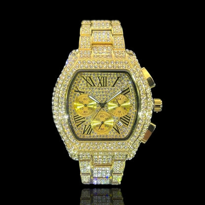 Gold Plated Iced Out Roadster Watch