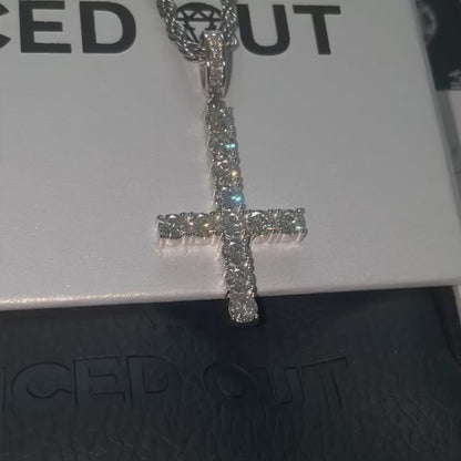 Moissanite Diamond Inverted Cross Pendant