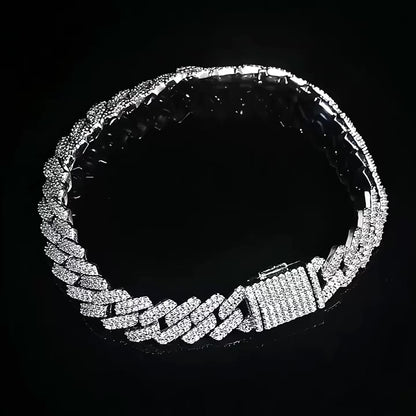 8mm Moissanite Diamond S-Link Cuban Bracelet