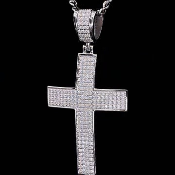 4 Row Silver Moissanite Cross