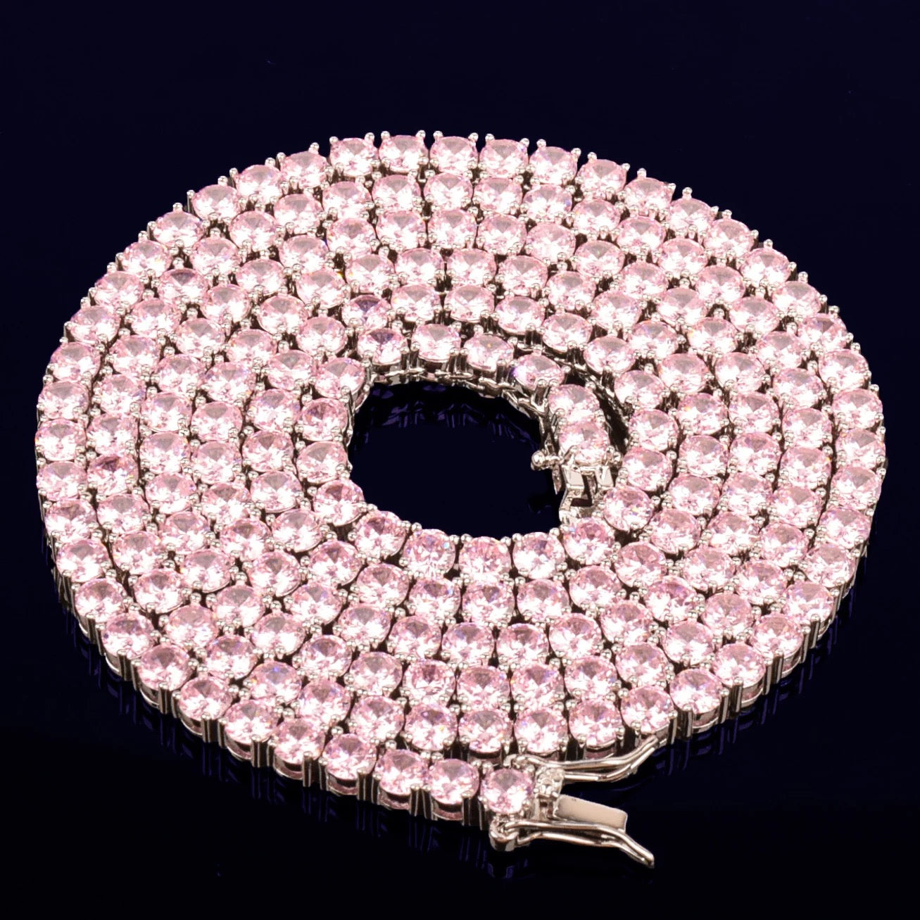 4MM Pink Diamond Tennis Chain ICED OUT
